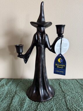 Moonlight Manor Halloween Witch 🧙 Candle Candle Stick Holder Bronze Black NEW!